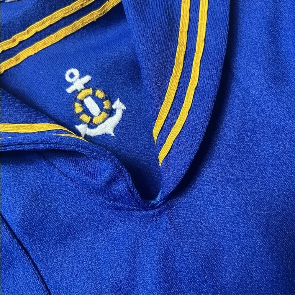 Vintage Toddler Girls Blue Yellow Polyester  Sailor Dress